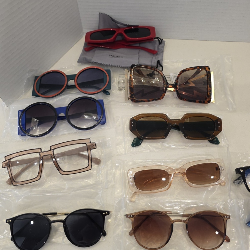 Bundle Of 14 SunGlasses & Eye Glasses. Red Sojos,2 Reading Glasses +2.5, 3 Spot - Picture 7 of 15
